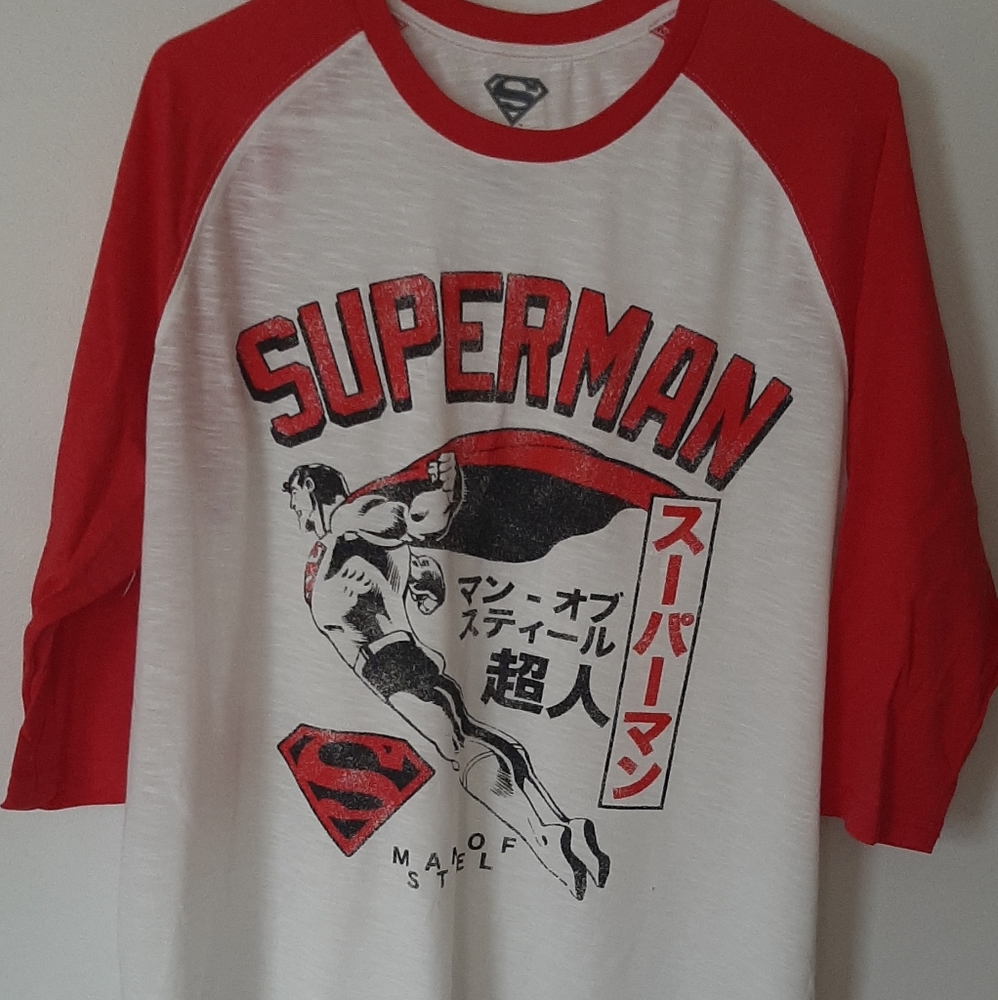 Men's Superman 3/4 Man of Steel Tshirt
